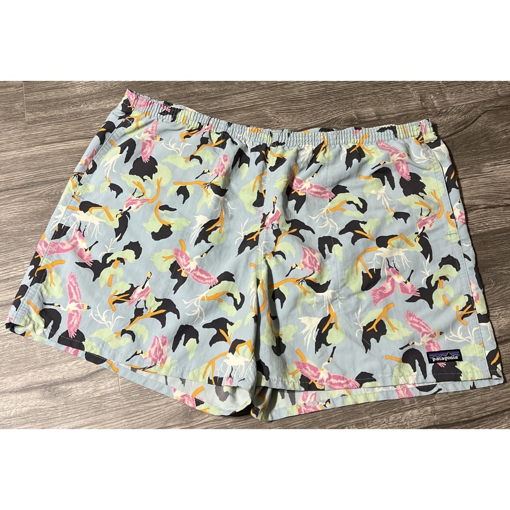 Patagonia Men's Baggies 5" Shorts SZ XXL in Spoonbills/Big Sky Blue Print (42")